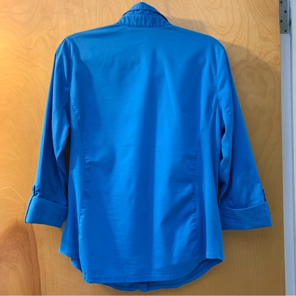 🔥5/$20🔥 “Signature by Larry Levine” Blue Button-Down Stretch Jersey Sides L - Picture 5 of 7